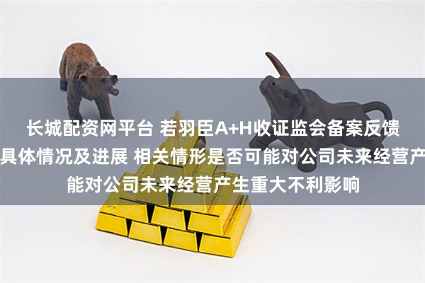 长城配资网平台 若羽臣A+H收证监会备案反馈：说明未决诉讼具体情况及进展 相关情形是否可能对公司未来经营产生重大不利影响